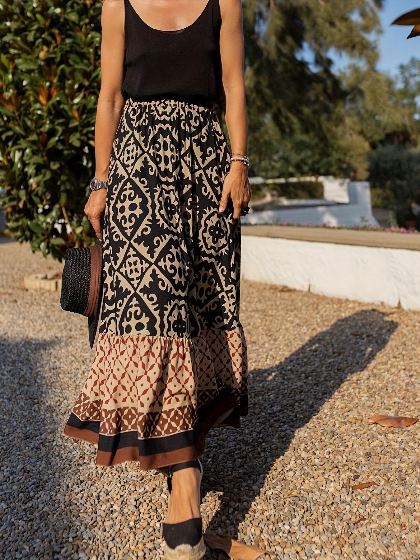 Gianna - Bree Boho Maxi Skirt with Adjustable Waist for Effortless Bohemian Style