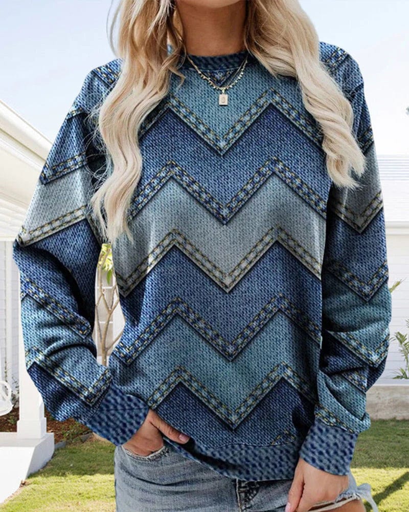 Adeline - Long-Sleeved Denim Sweater for Winter