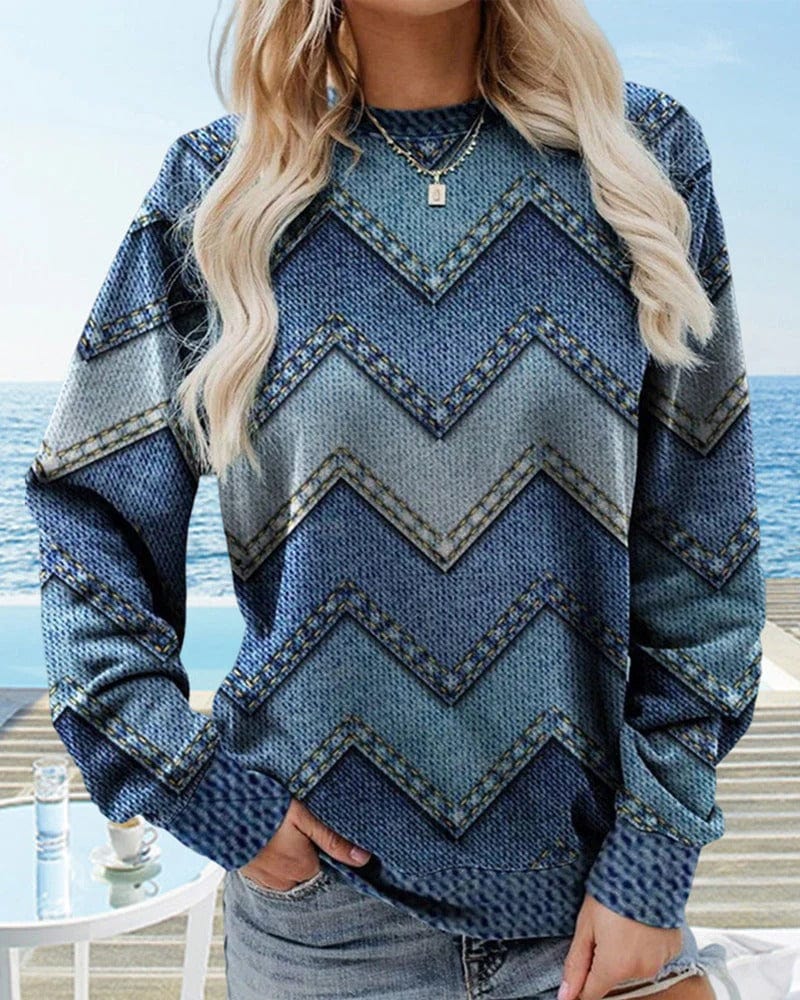 Adeline - Long-Sleeved Denim Sweater for Winter