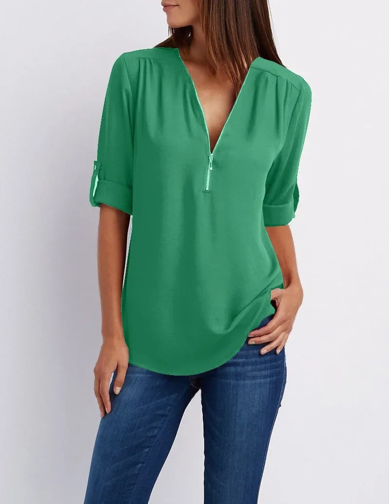 Saskia - Long Sleeve Blouse (Plus Size Available)