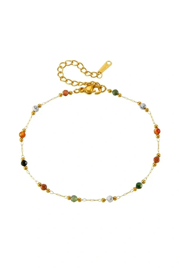 Paige - Vibrant Rainbow Beaded Gold Bracelet