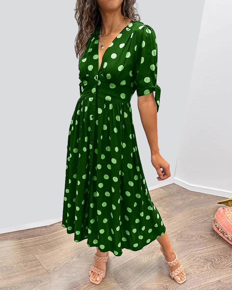 Daisy - Classy Polka Dot Dress Elegant Vintage-Inspired Midi Dress