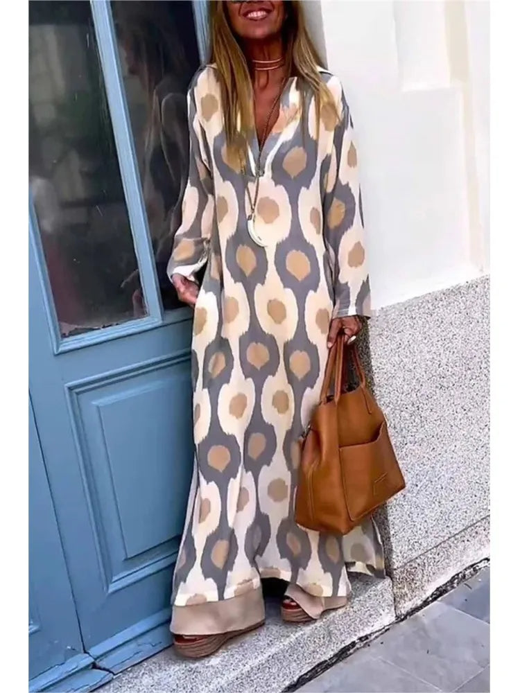 Eleanor - Casual Long Sleeve Maxi Boho Dress