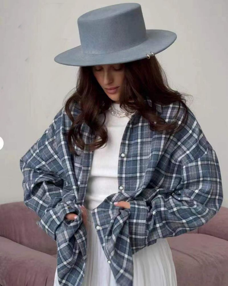 Charlotte - Oversized Plaid Button-Down Shirt for Women