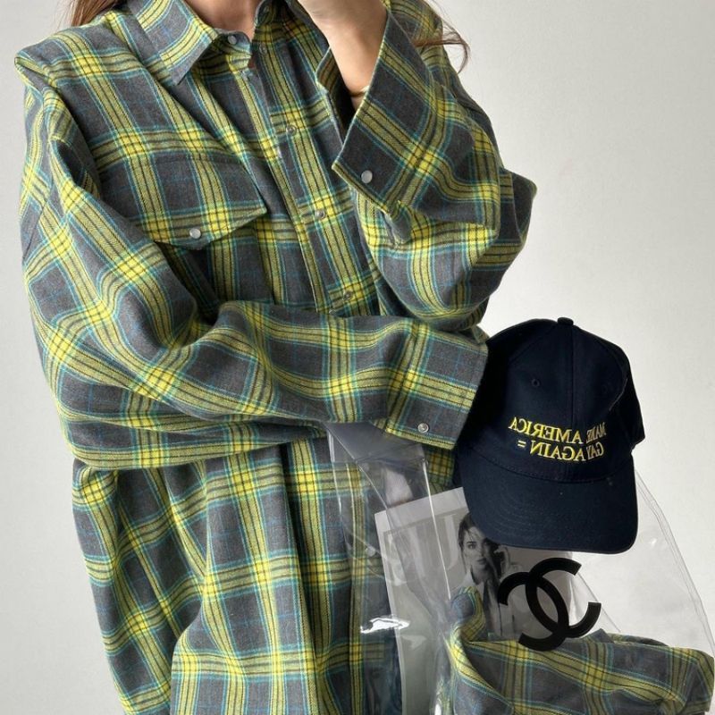 Charlotte - Oversized Plaid Button-Down Shirt for Women