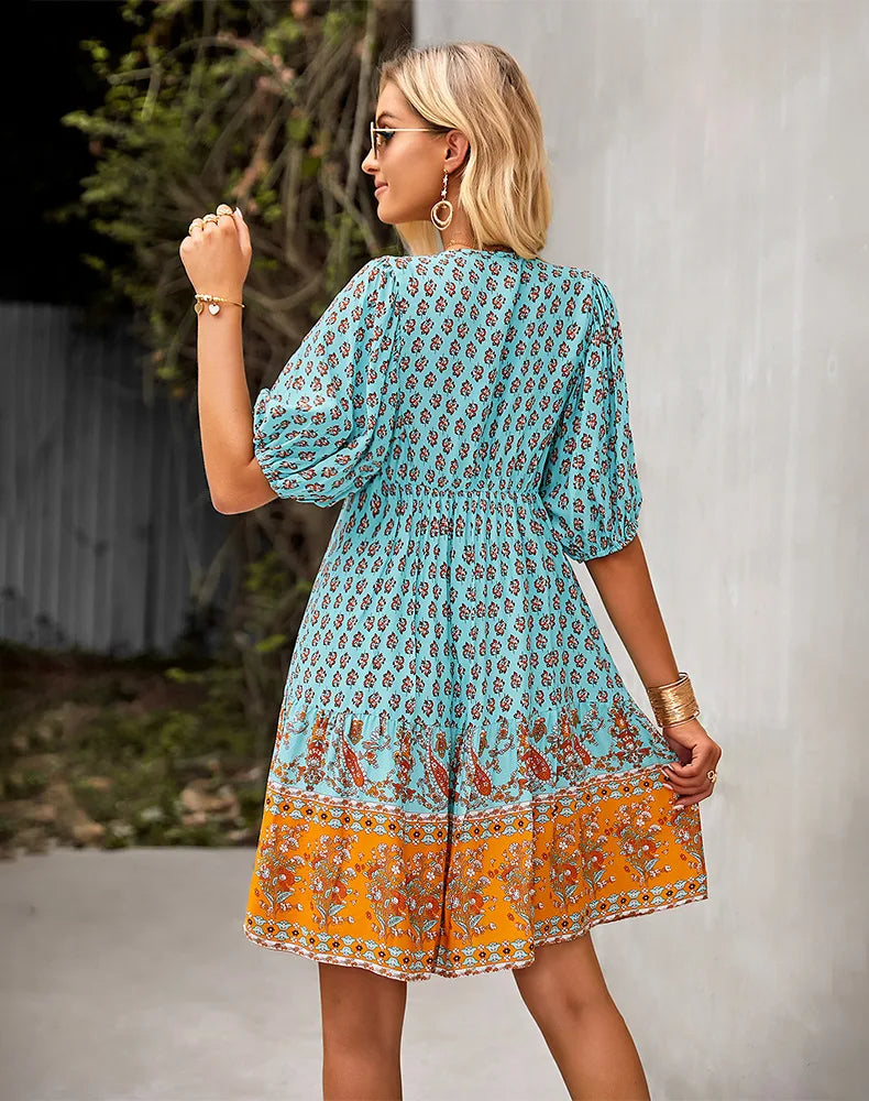 Amara - Comfy Bohemian Patchwork Dress