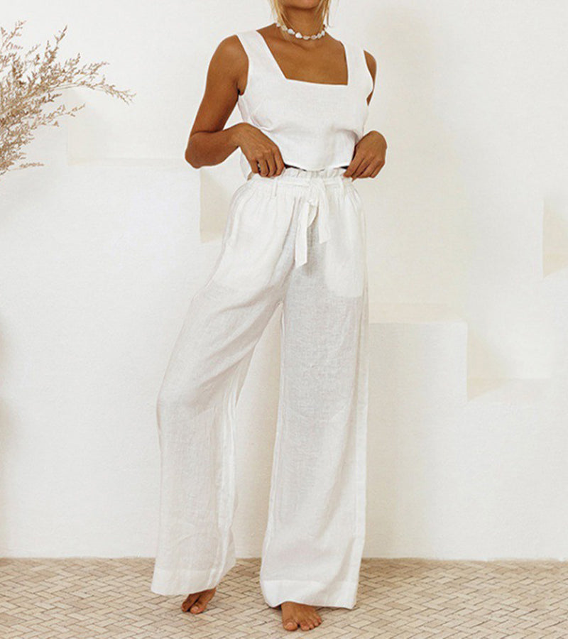 Marli - Minimalist Top and Wide-Leg Pants Set