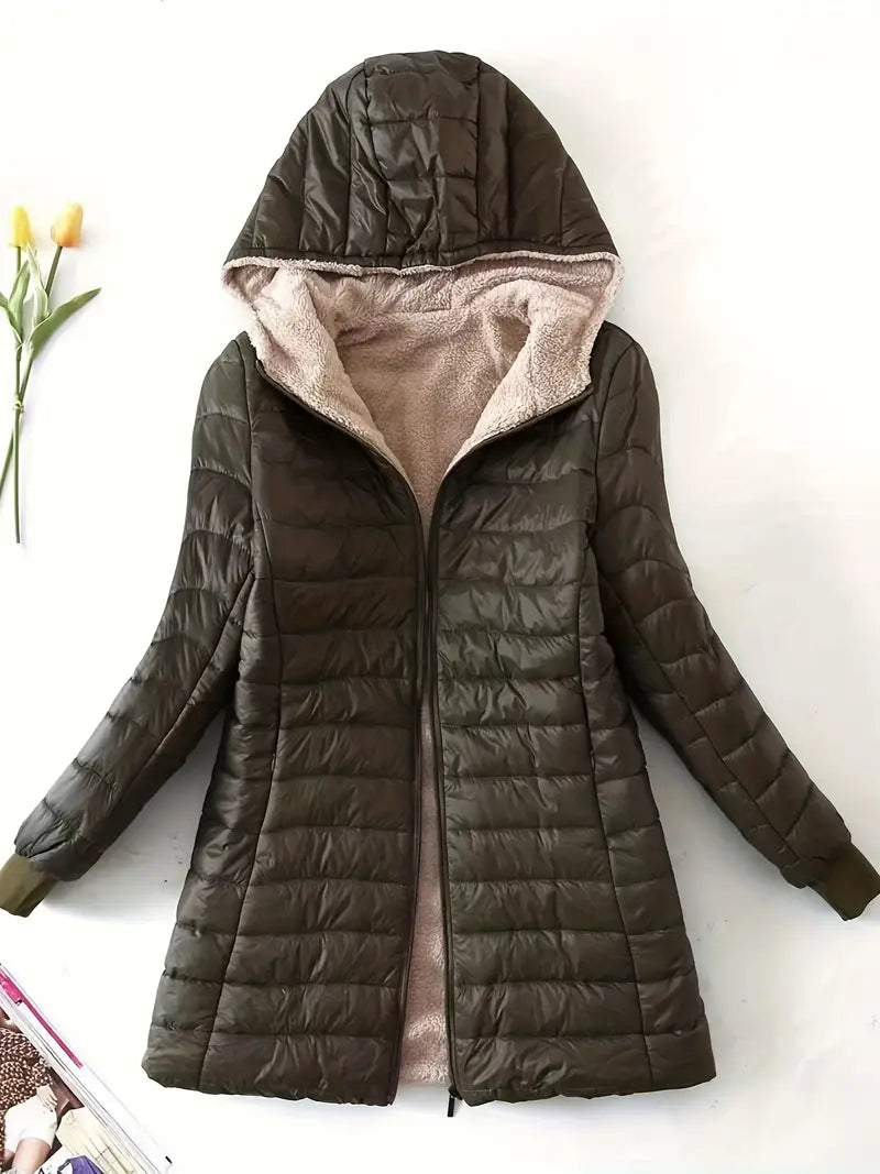 Victoria - Cozy Mid-Length Hooded Jacket Warm and Stylish for Winter