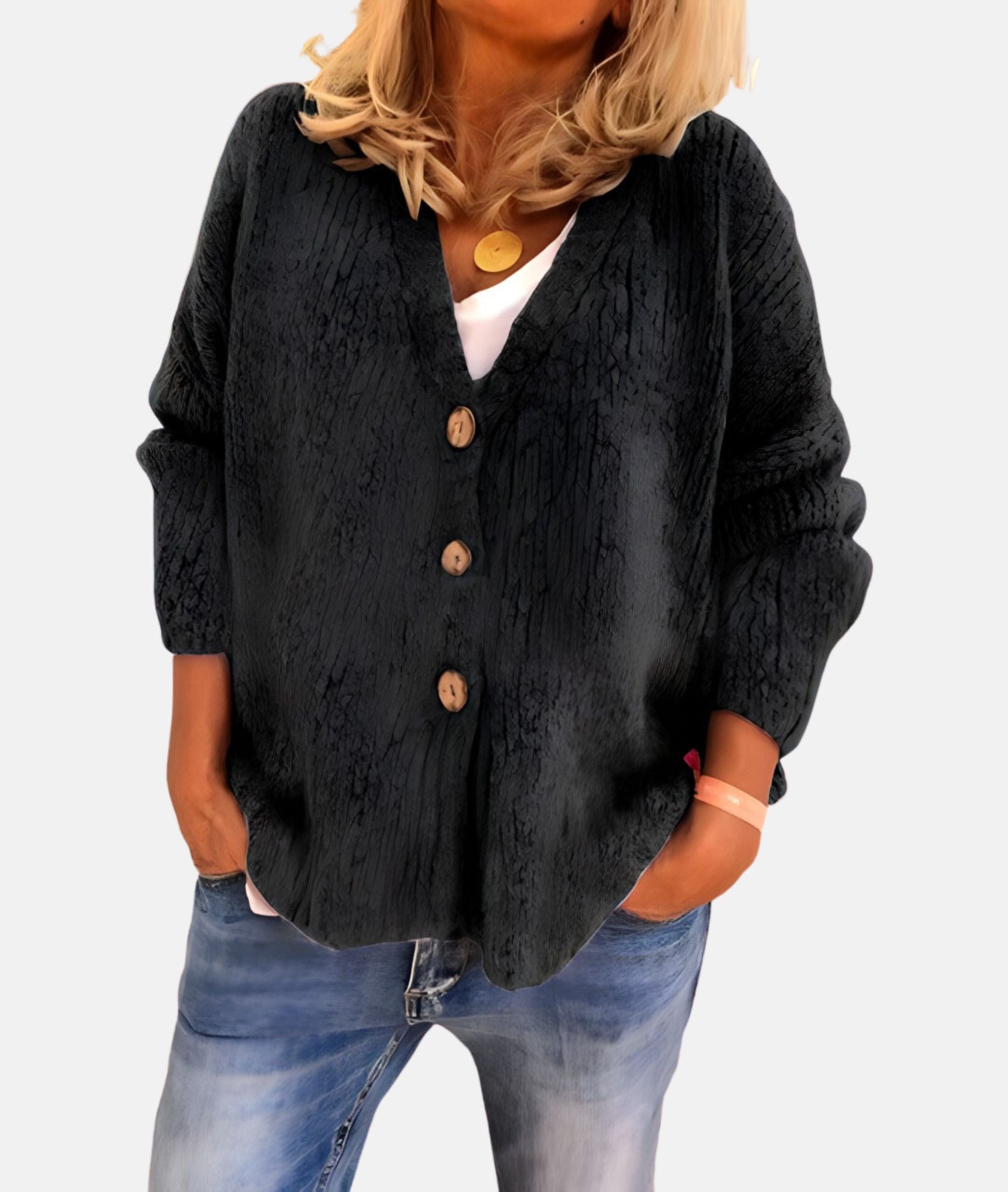 Daisy - Classic Cotton V-Neck Cardigan for Autumn