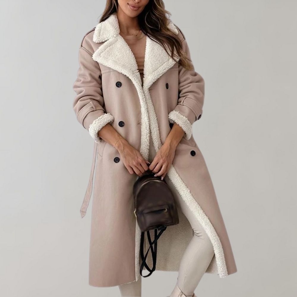 Sienna - Long Faux Shearling Coat Elegant and Cozy for Cold Weather