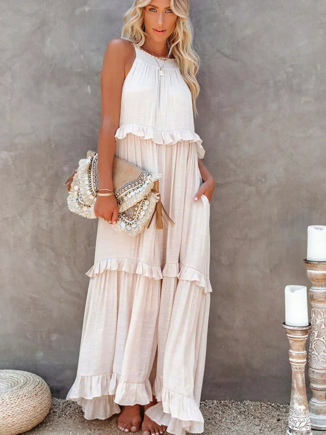 Grace - Halter Ruffle Maxi Dress for Women