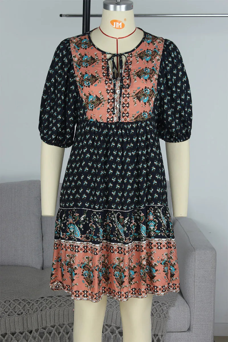 Amara - Comfy Bohemian Patchwork Dress