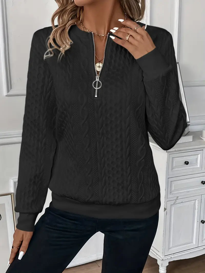 Melina - Textured Quarter-Zip Pullover