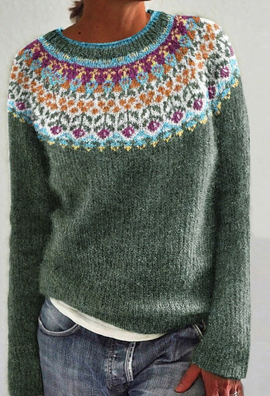 Lilah - Women's Wool Sweater with Floral Design for Winter