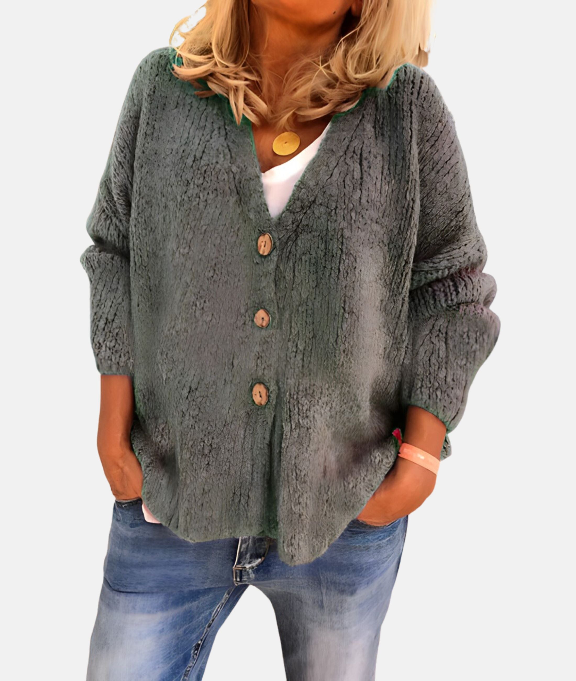 Daisy - Classic Cotton V-Neck Cardigan for Autumn