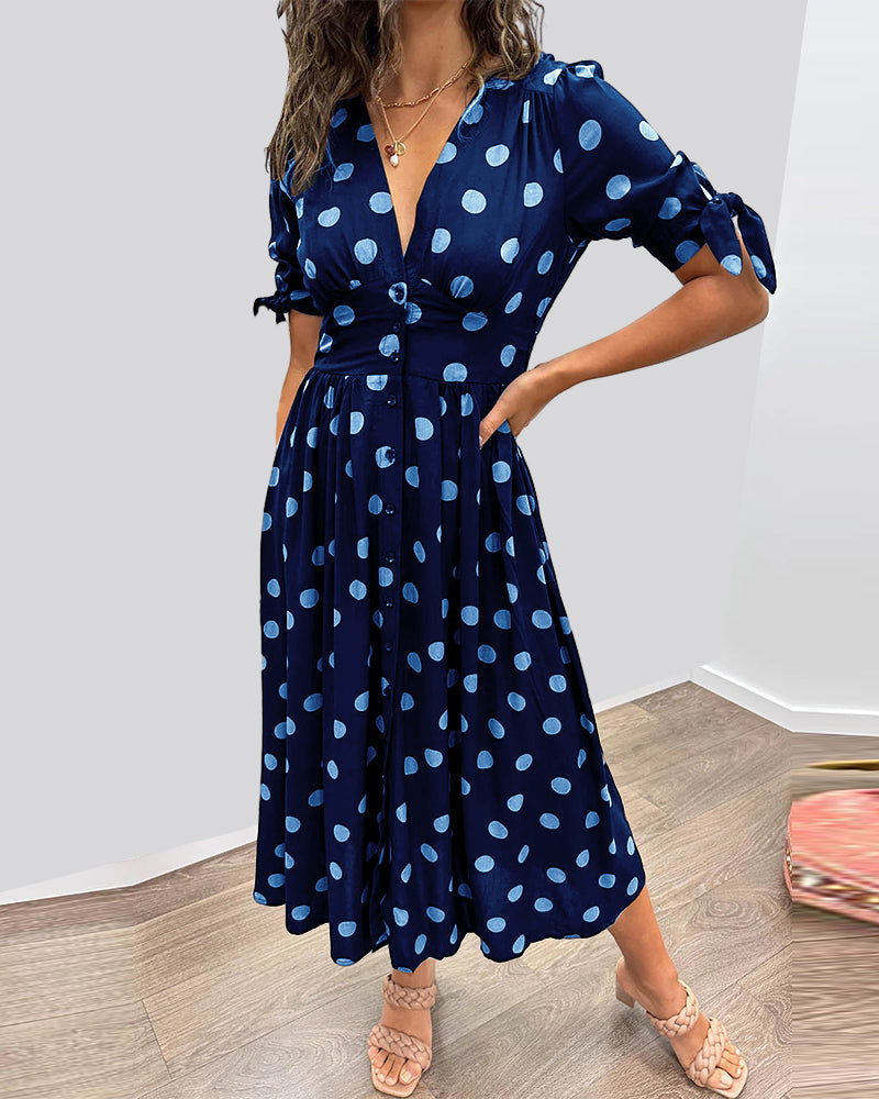 Daisy - Classy Polka Dot Dress Elegant Vintage-Inspired Midi Dress