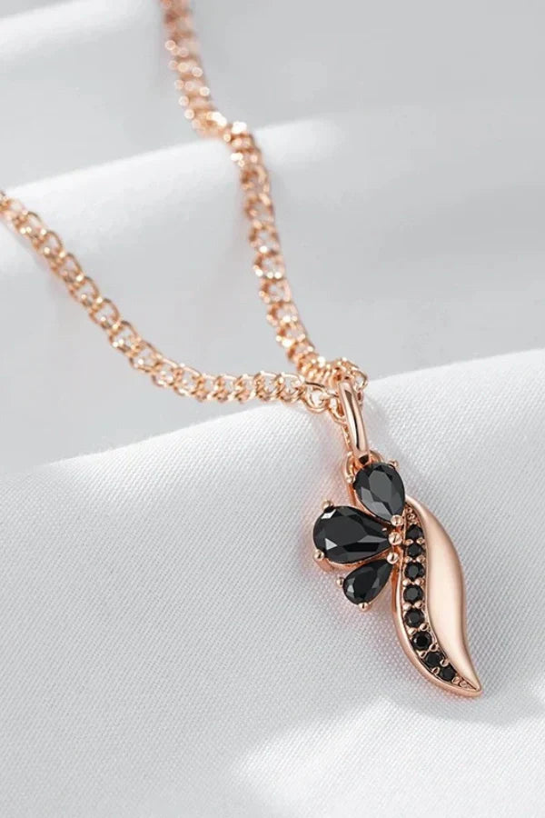 Scarlett - Vintage Black Zircon Pendant Gold Necklace