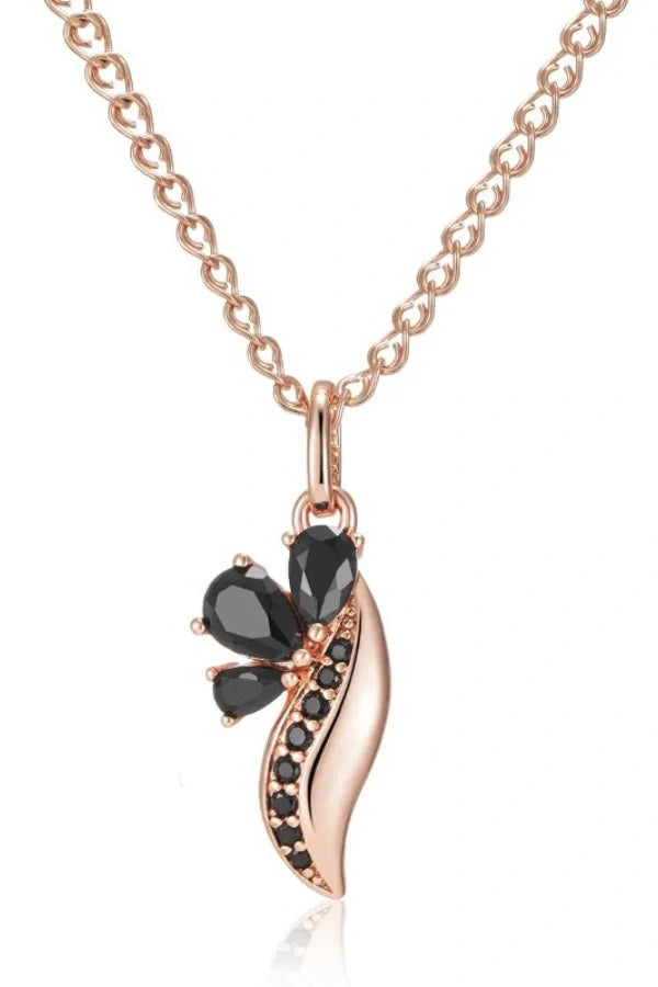 Scarlett - Vintage Black Zircon Pendant Gold Necklace