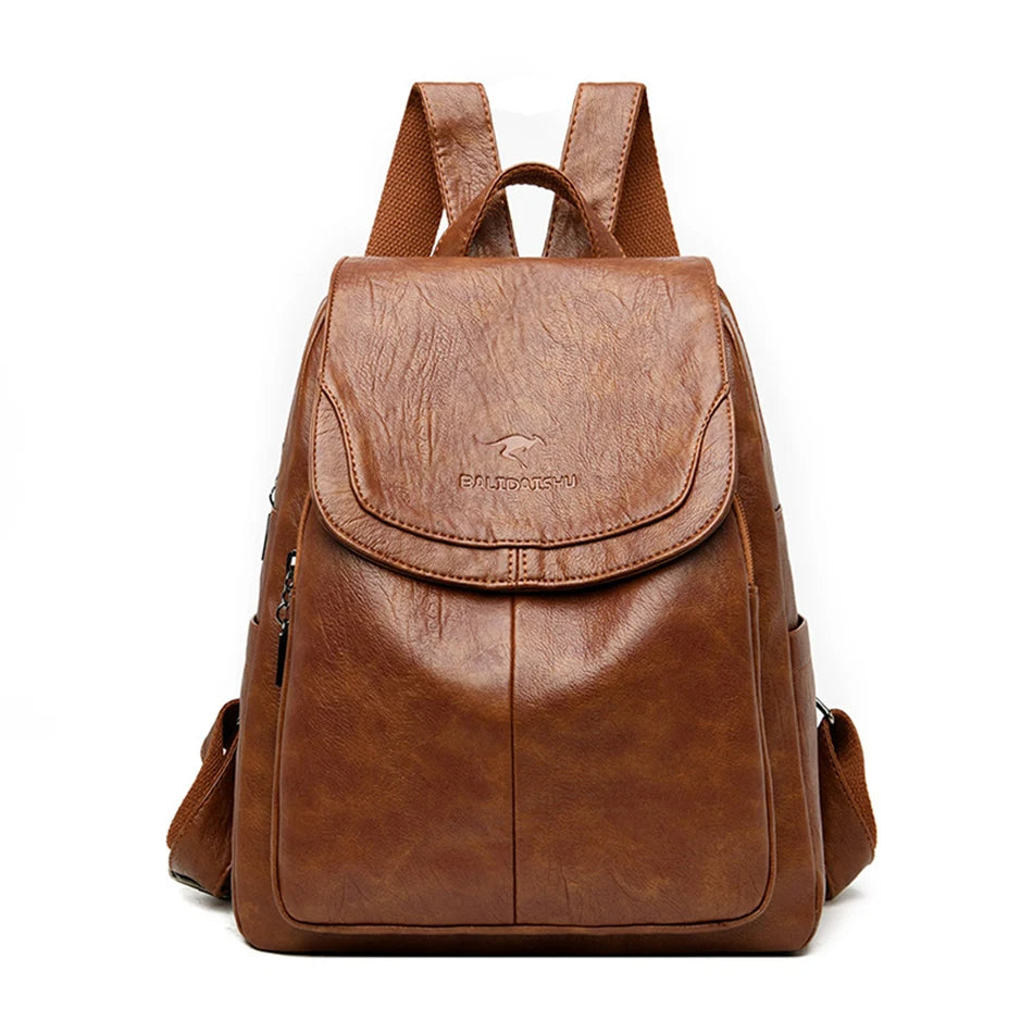 Isla - Anti-Theft Leather Backpack with RFID Protection and Stylish Design