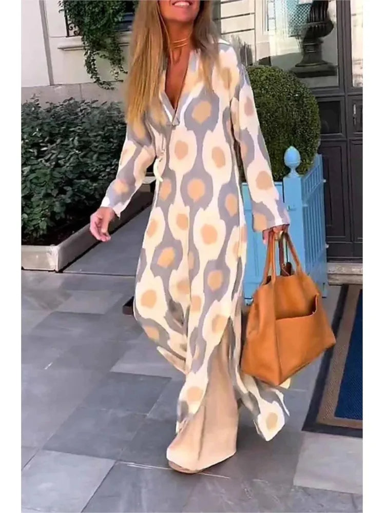 Eleanor - Casual Long Sleeve Maxi Boho Dress