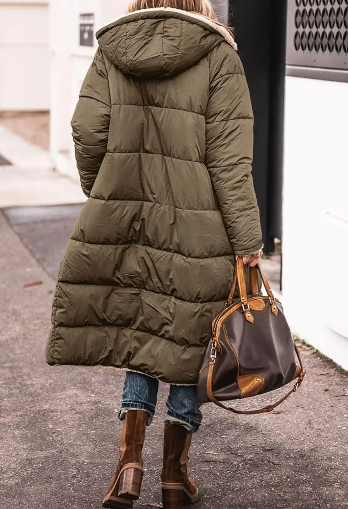 Lyra - Longline Sherpa-Lined Puffer Coat Oversized and Warm for Breezy Days