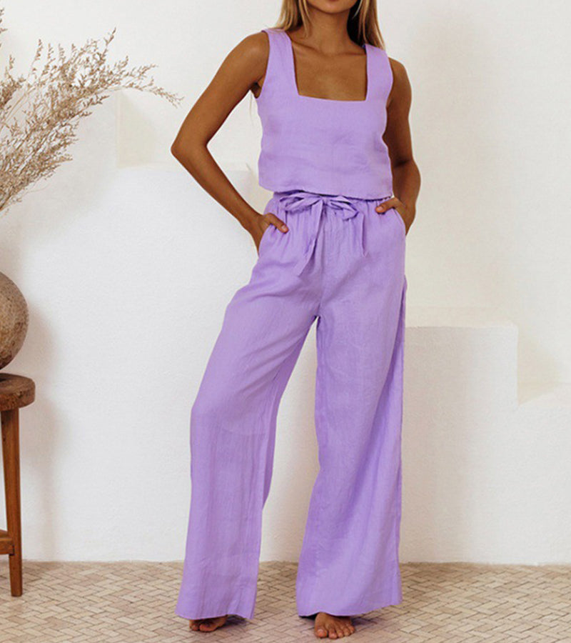 Marli - Minimalist Top and Wide-Leg Pants Set