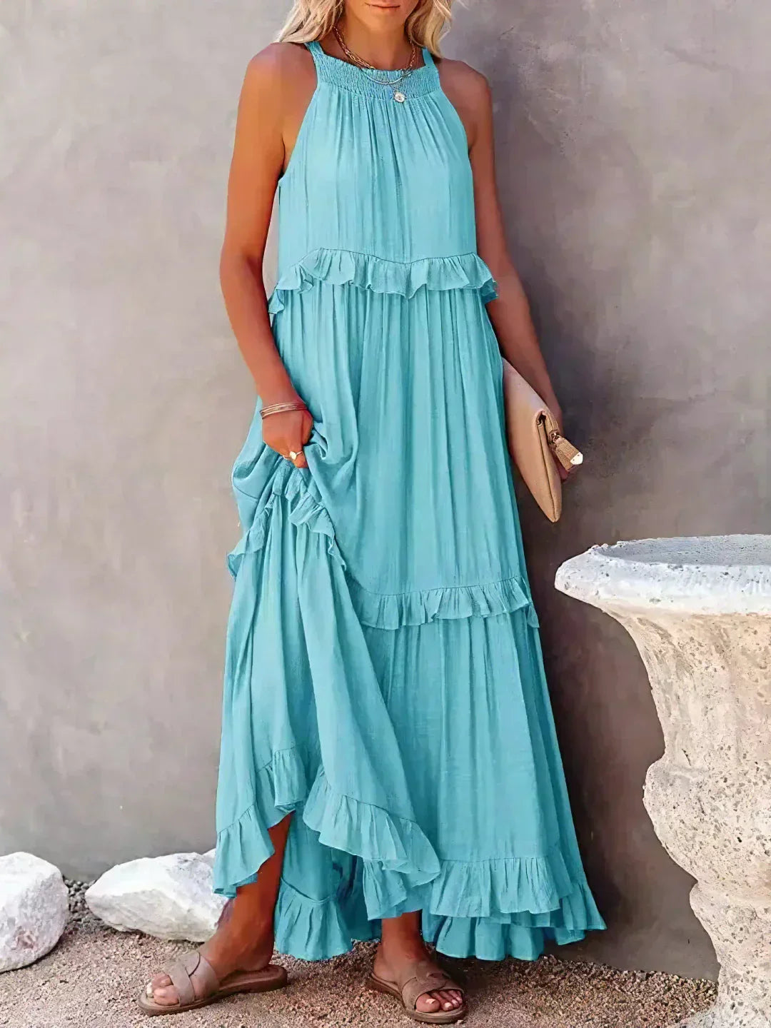 Grace - Halter Ruffle Maxi Dress for Women