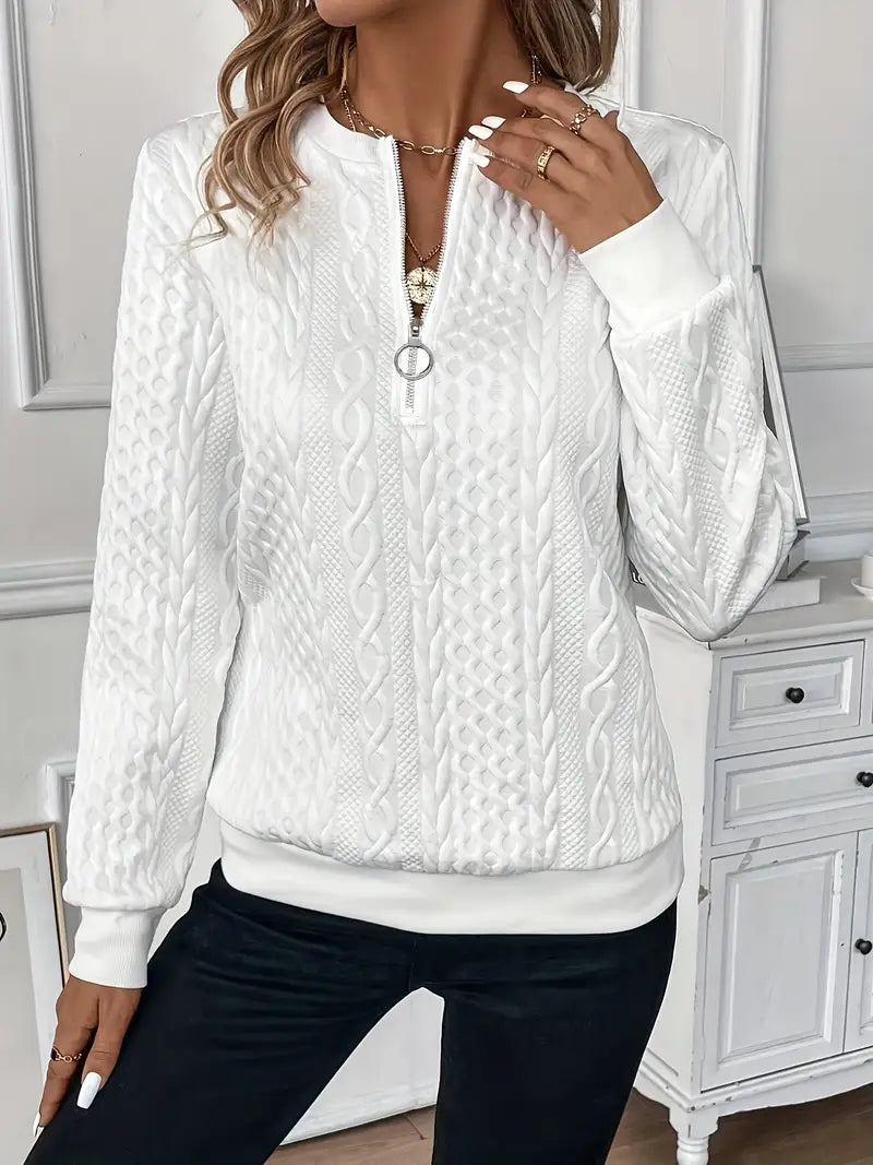 Melina - Textured Quarter-Zip Pullover