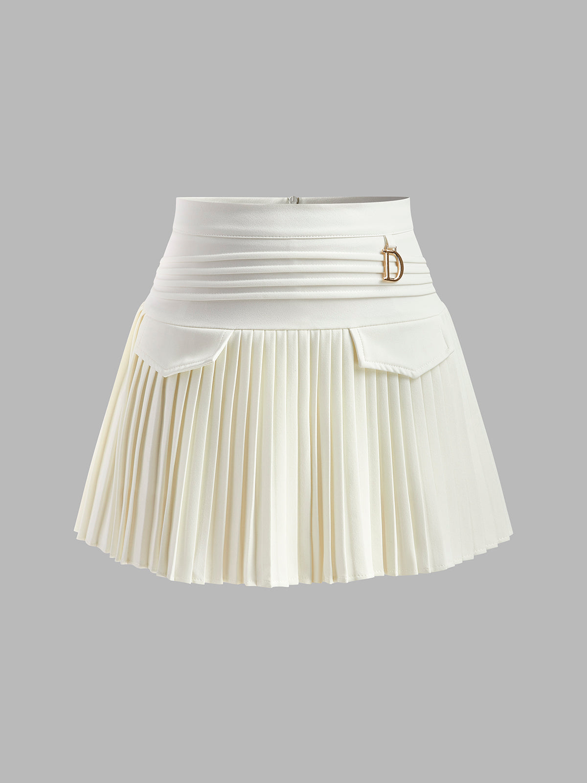 Mabel - Metal Letter Pleated Mini Skirt