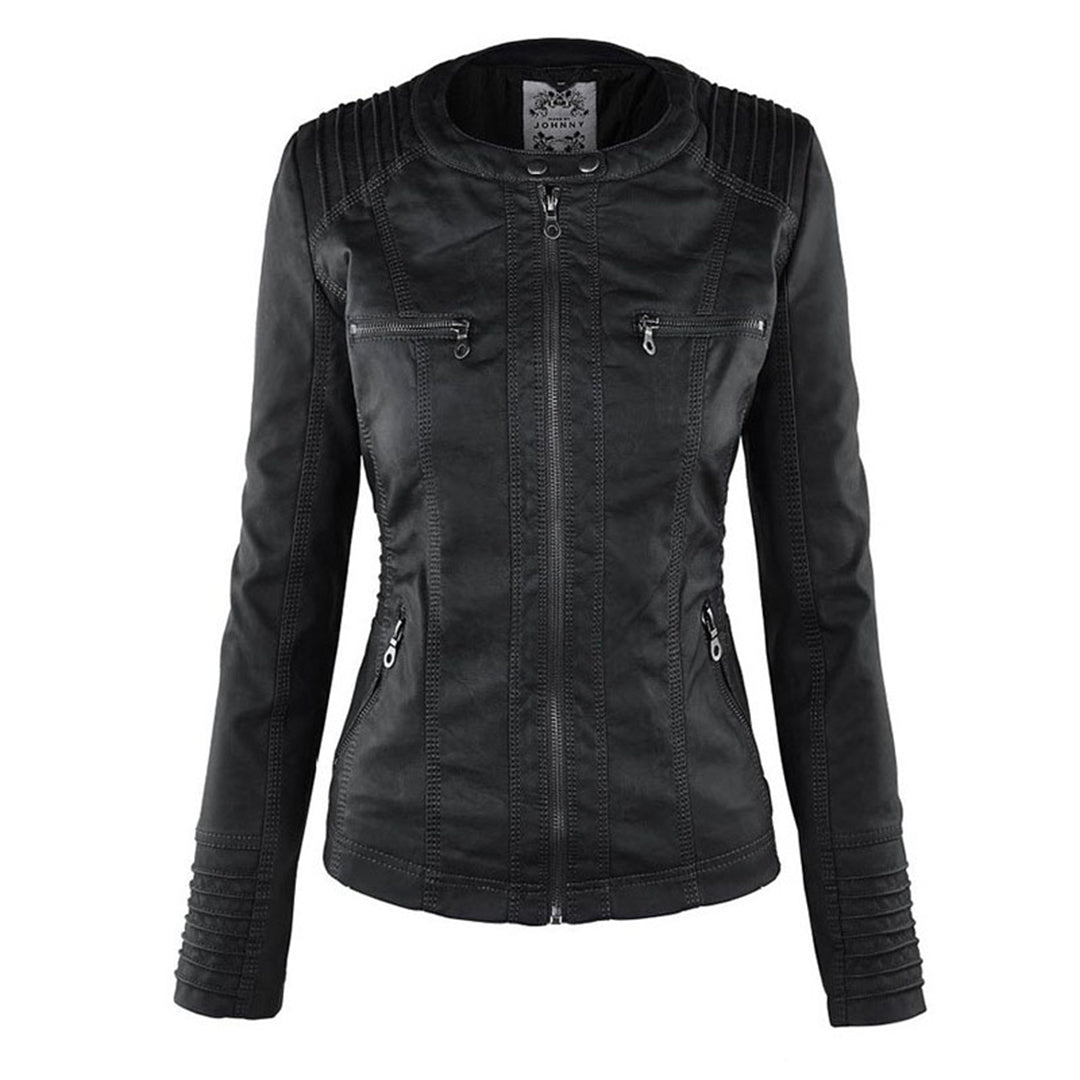 Maude - Vegan Leather Jacket for Women with Detachable Hood