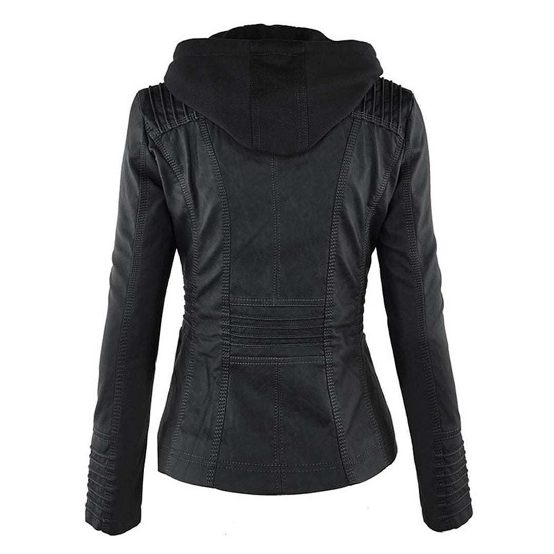 Maude - Vegan Leather Jacket for Women with Detachable Hood