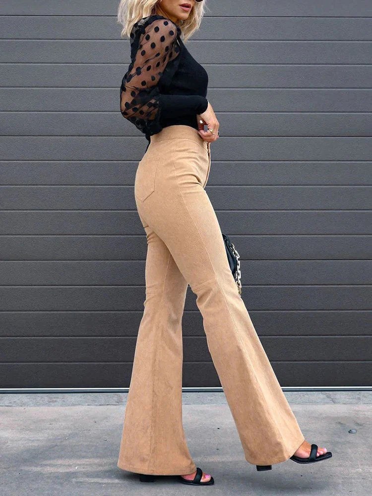 Geneva - Flared Corduroy Pants Trendy Comfortable Bell-Bottom Pants