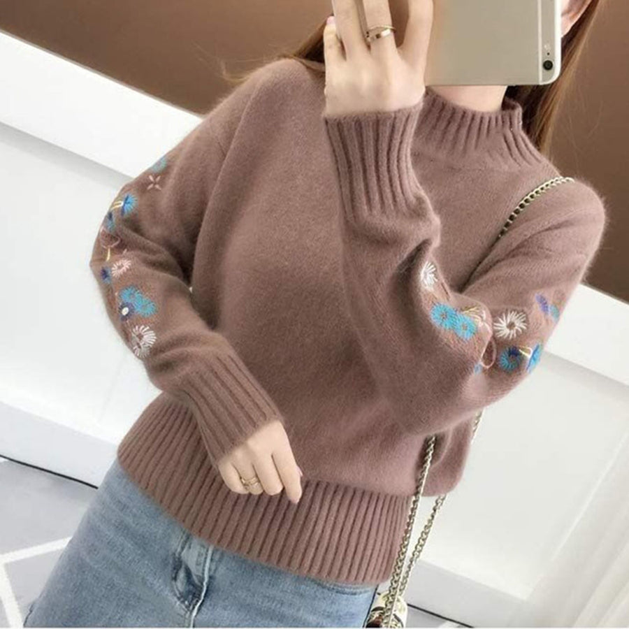 Aurora - Embroidered Sleeve Knit Sweater