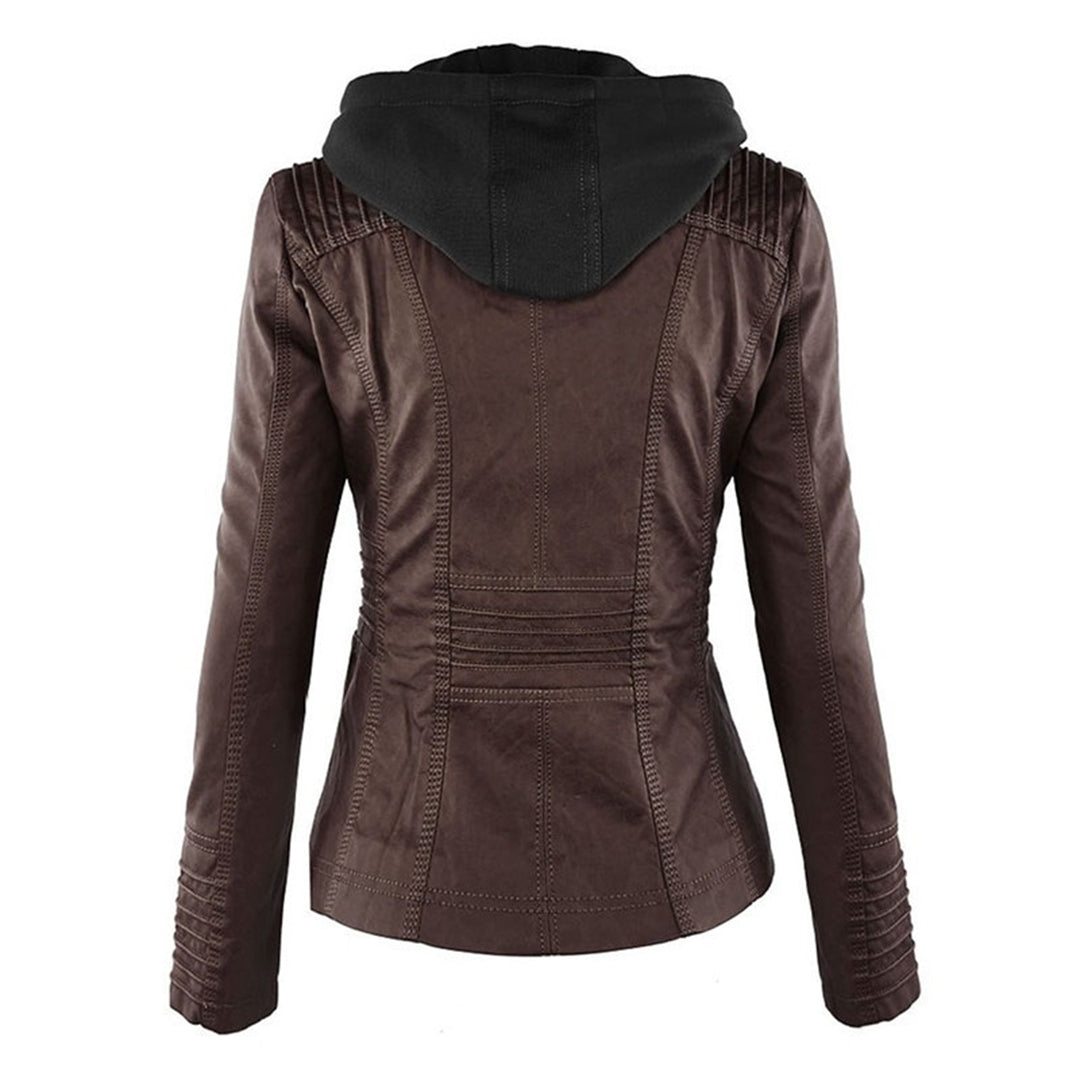 Maude - Vegan Leather Jacket for Women with Detachable Hood