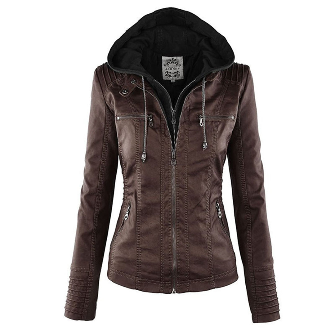 Maude - Vegan Leather Jacket for Women with Detachable Hood