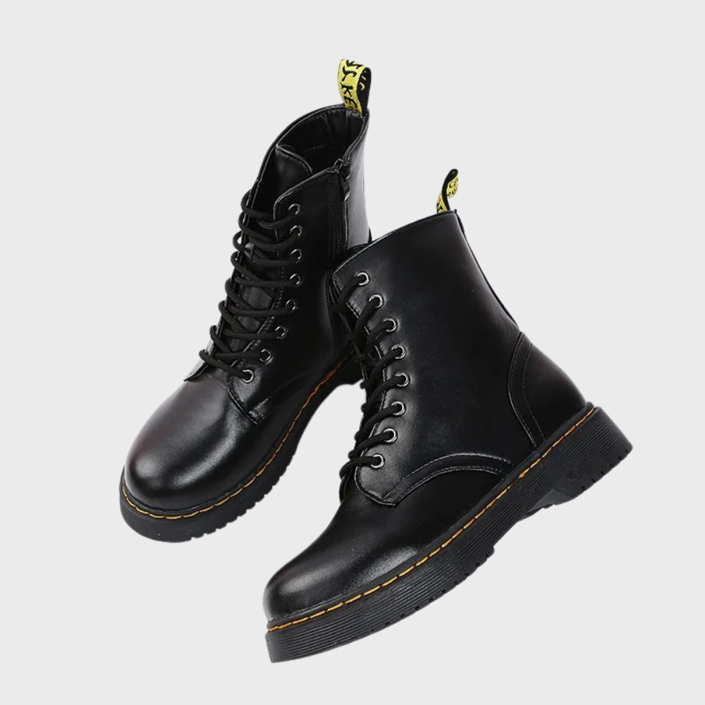 Ruby - Durable Synthetic Leather Combat Boots for Everyday Wear