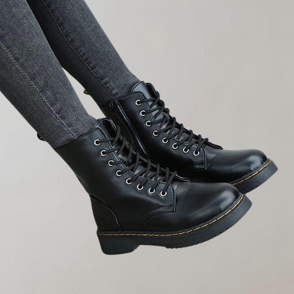 Ruby - Durable Synthetic Leather Combat Boots for Everyday Wear