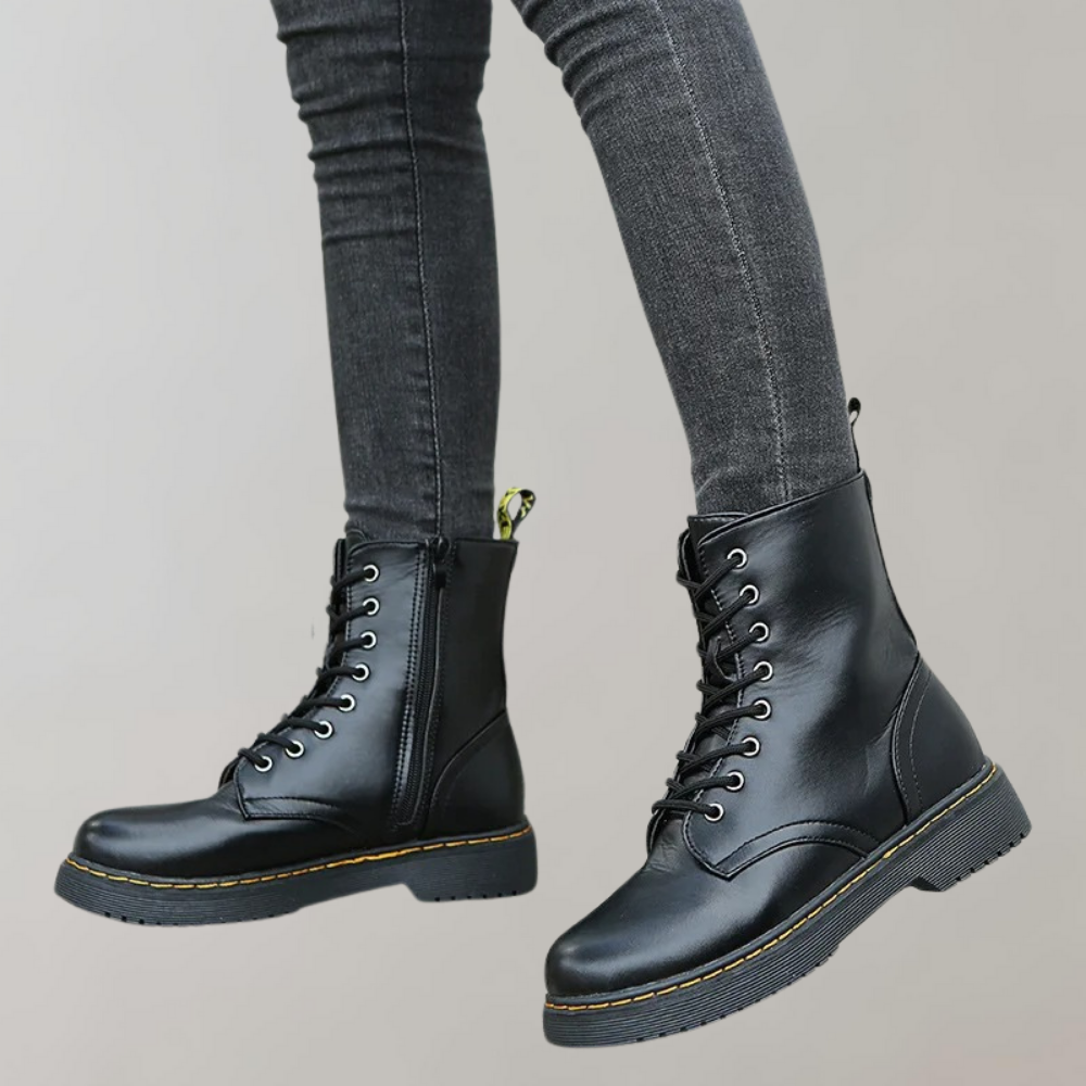 Ruby - Durable Synthetic Leather Combat Boots for Everyday Wear