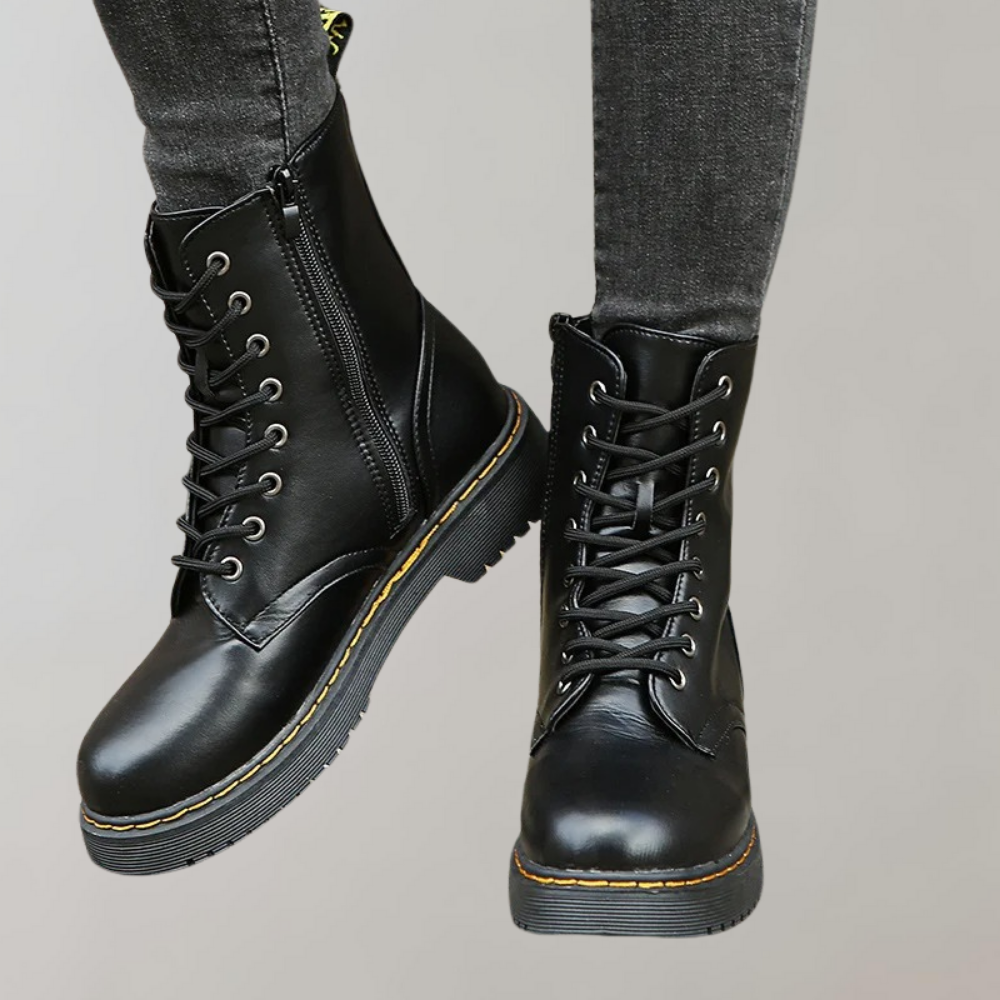 Ruby - Durable Synthetic Leather Combat Boots for Everyday Wear