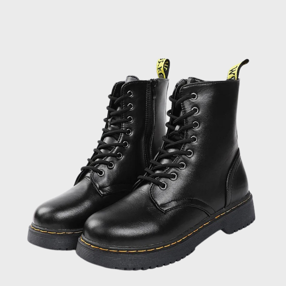 Ruby - Durable Synthetic Leather Combat Boots for Everyday Wear