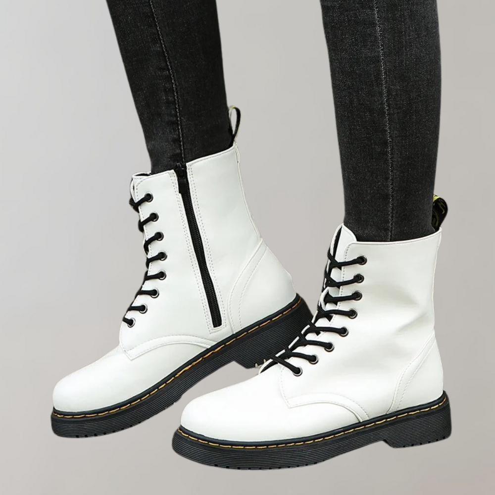 Ruby - Durable Synthetic Leather Combat Boots for Everyday Wear