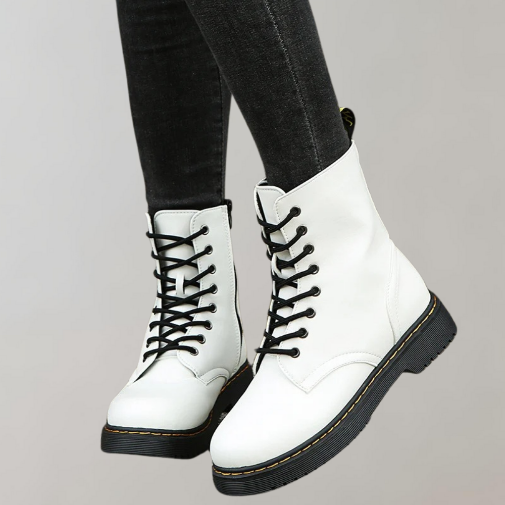 Ruby - Durable Synthetic Leather Combat Boots for Everyday Wear