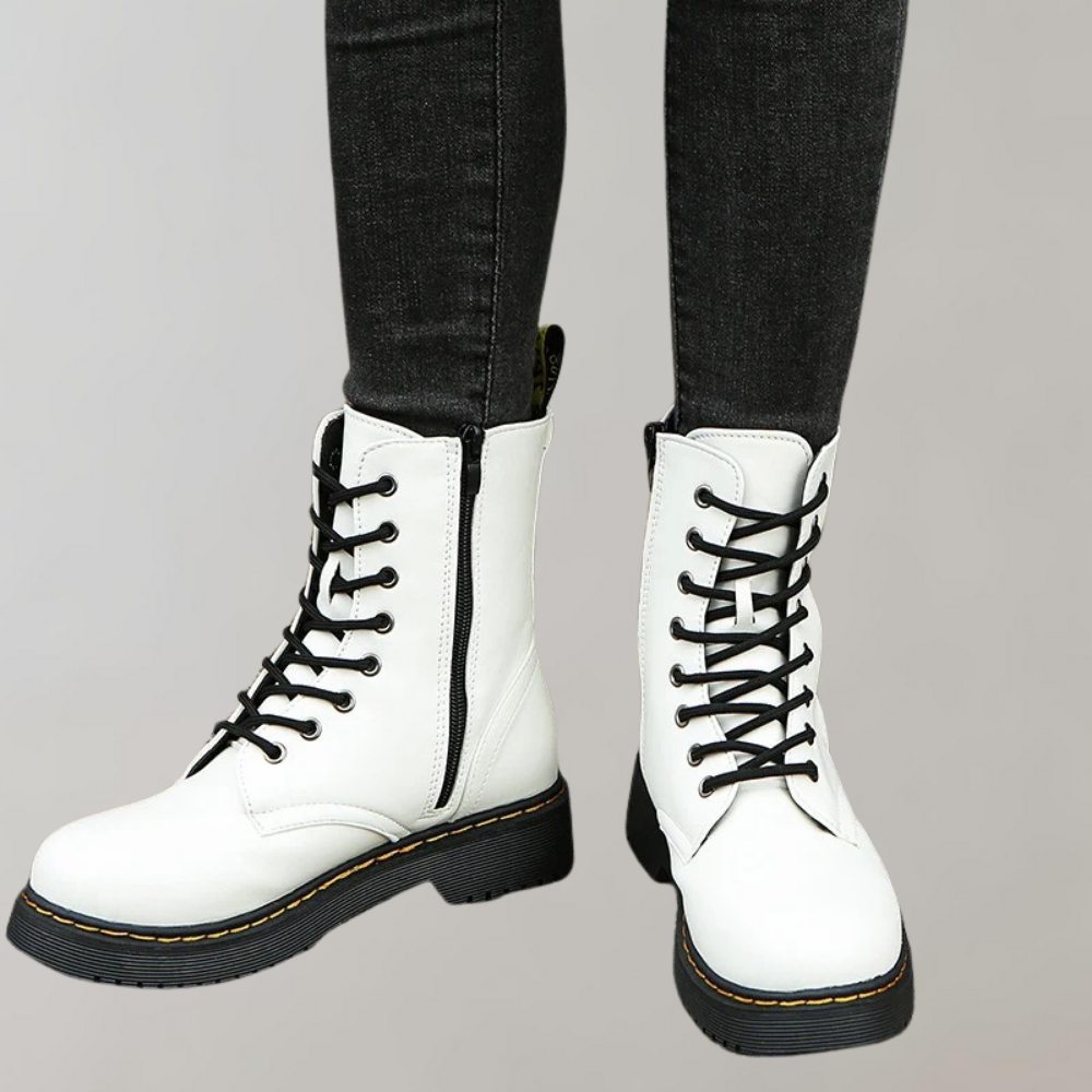 Ruby - Durable Synthetic Leather Combat Boots for Everyday Wear