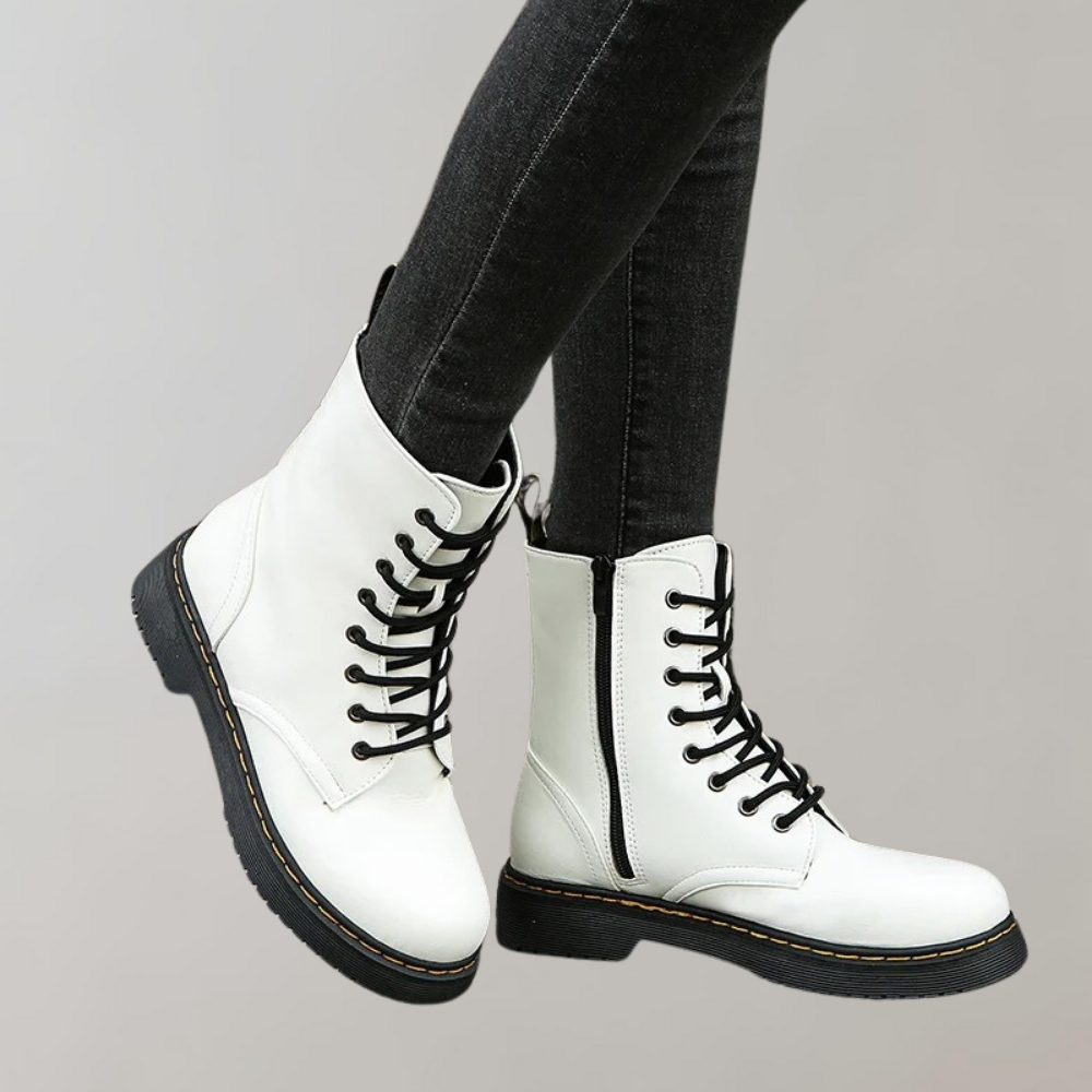 Ruby - Durable Synthetic Leather Combat Boots for Everyday Wear