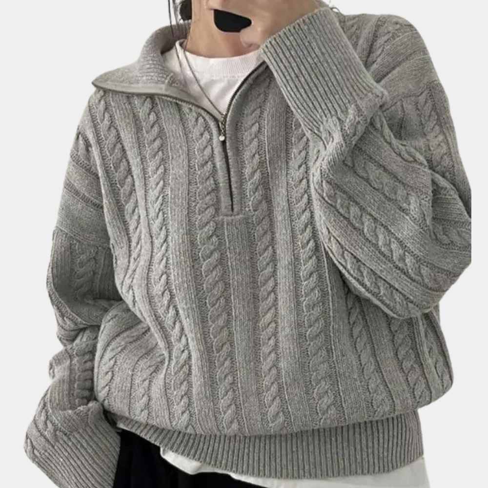 Hallie - Cable-Knit Half-Zip Sweater