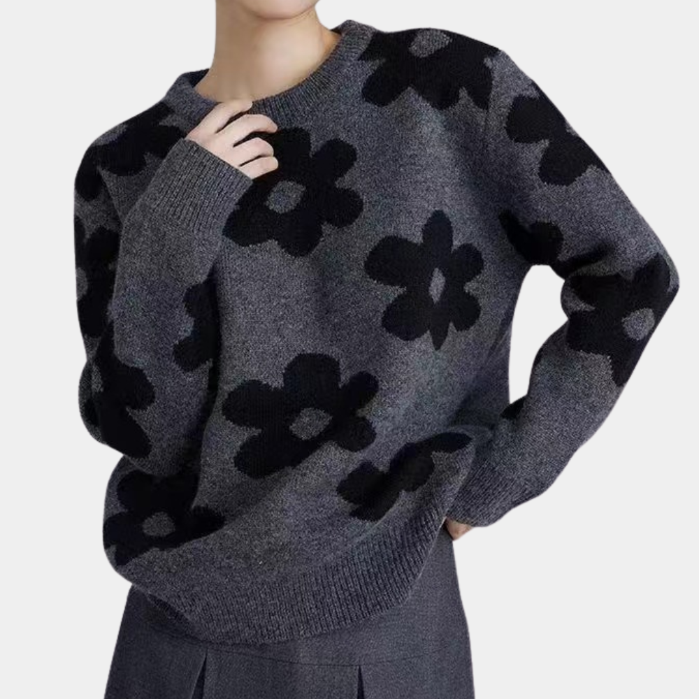 Aria - Classic Floral Knitted Sweater for Winter