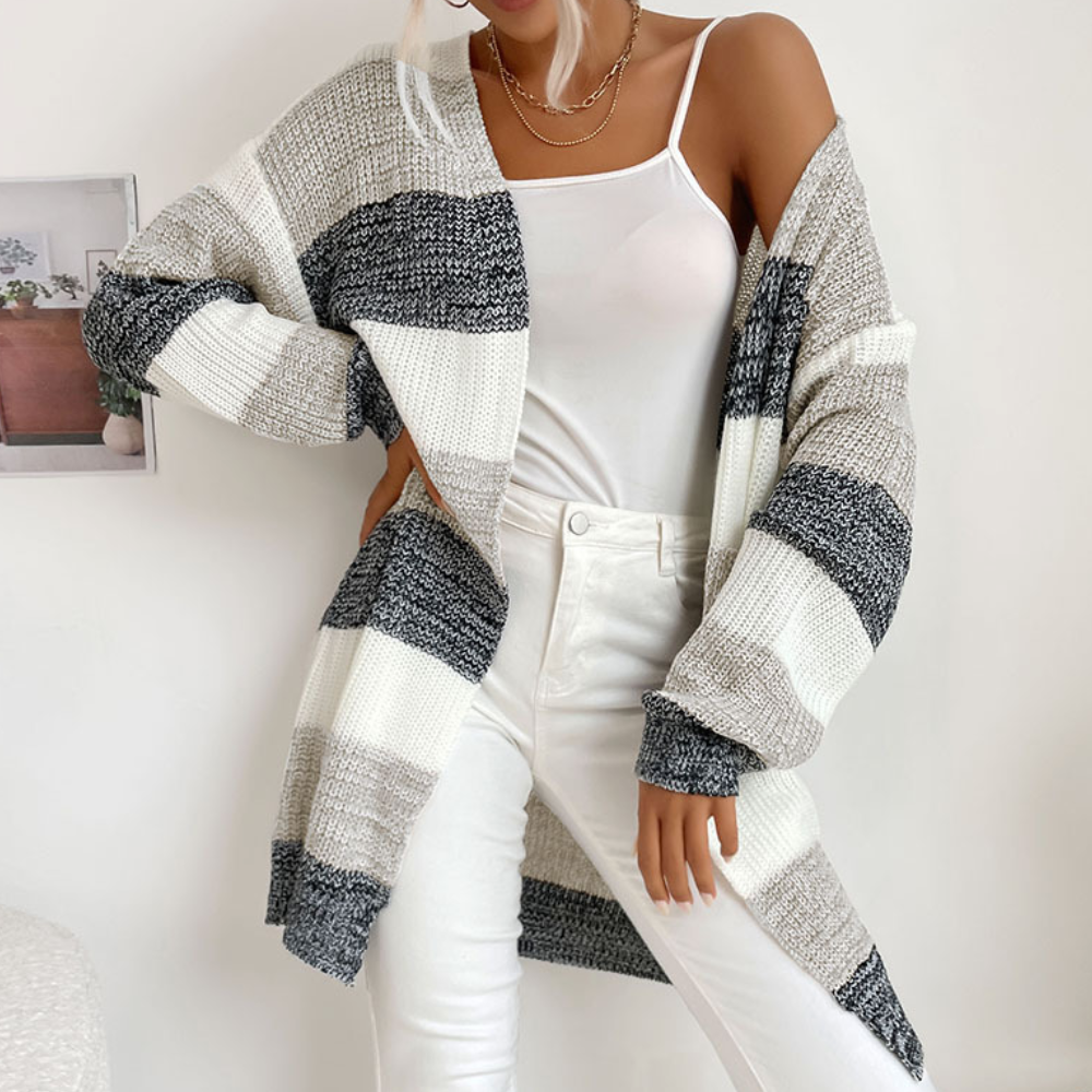 Elodie - Striped Knit Cardigan for Layering