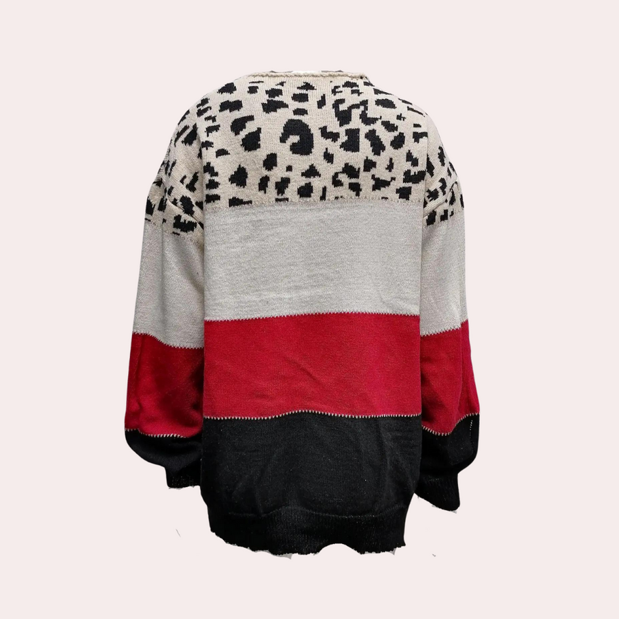 Claudia - Leopard Patchwork Sweater Knitted Bold and Trendy Style