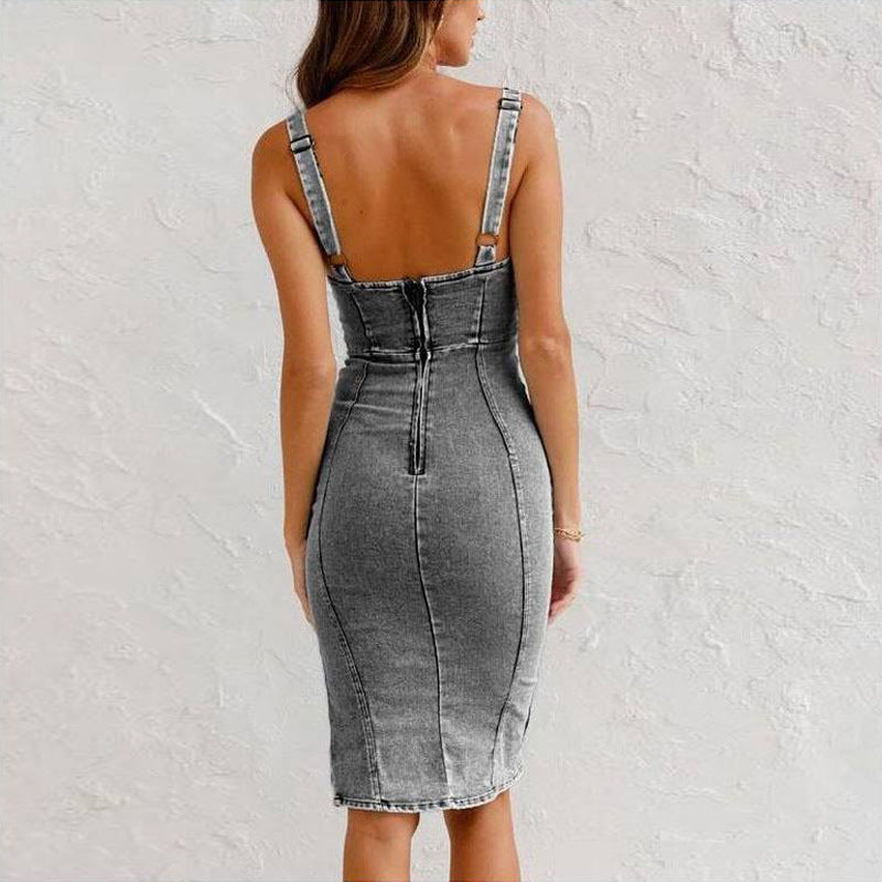 Davina - Casual Chic Denim Midi Dress