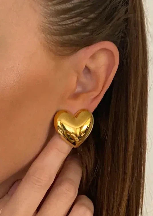 Darcy - Earrings Gold and Silver Heart-Shaped Handcrafted Hypoallergenic